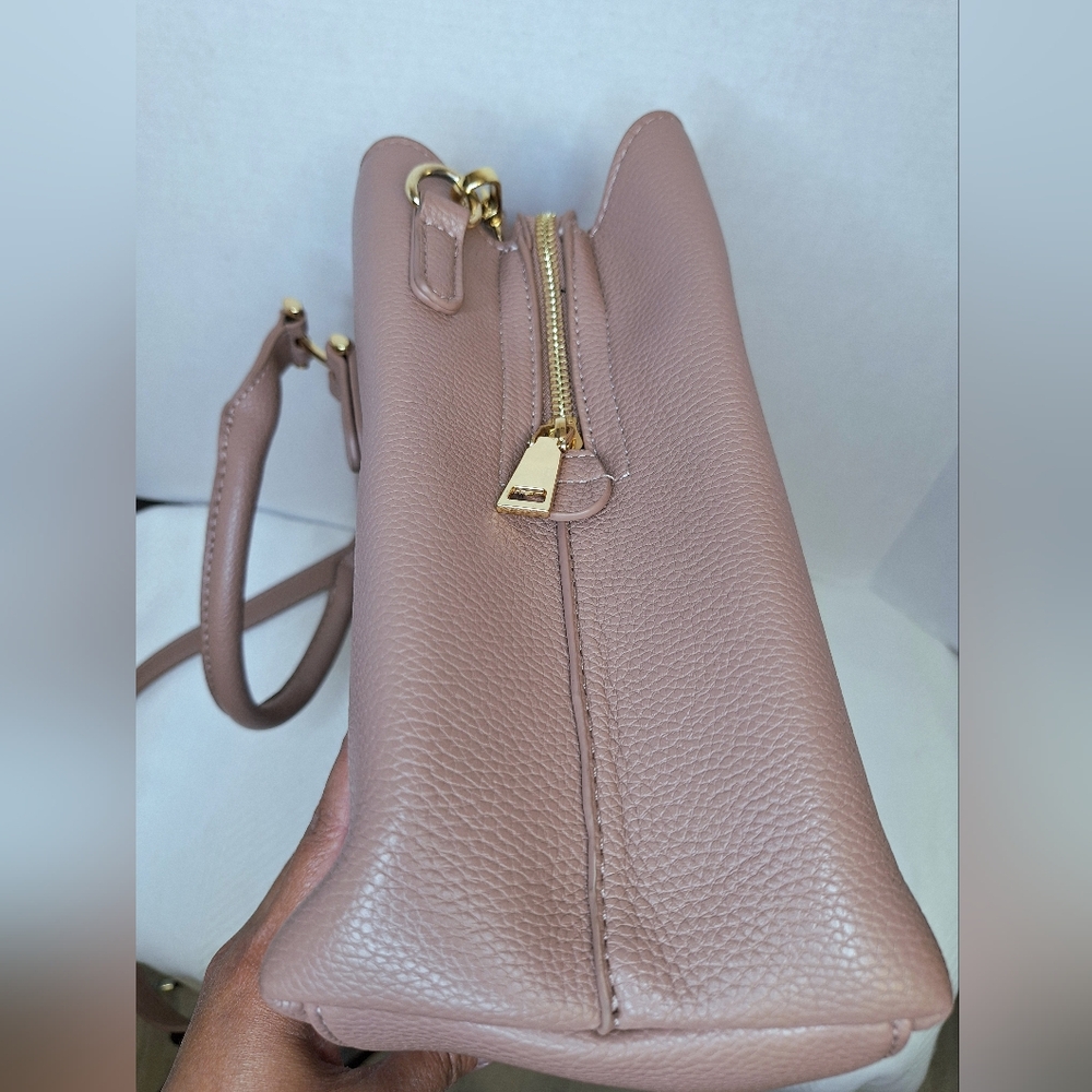 Miztique Vegan Leather Tote Bag Satchel Crossbody 3 Compartment Pink Blush Gold - Picture 12 of 16